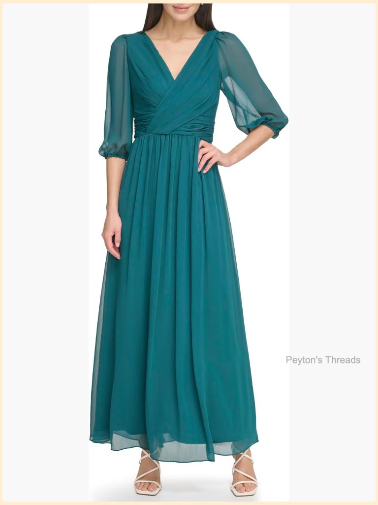 Long Chiffon V-Neck Dress